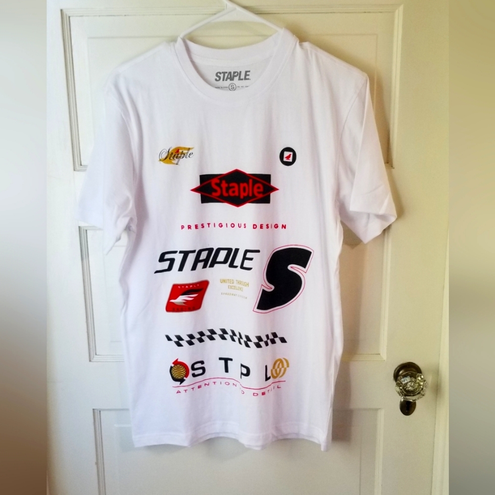 Staple Racing NWT White T-Shirt Size S, unisex